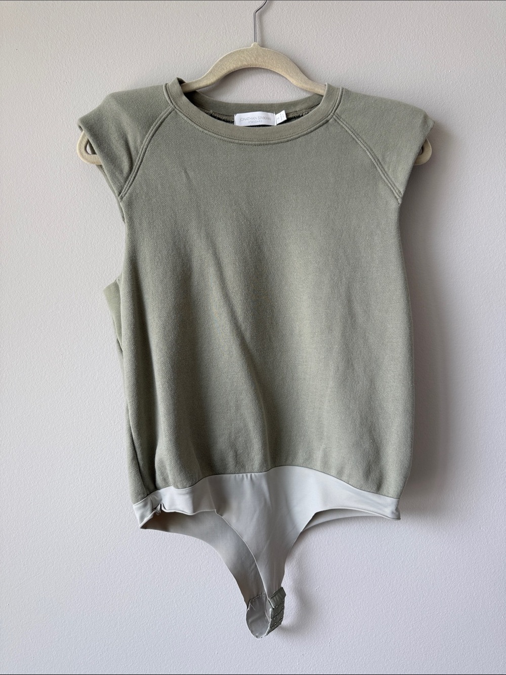 Jonathan Simkhai Standard Sage Green Sweatshirt Bodysuit